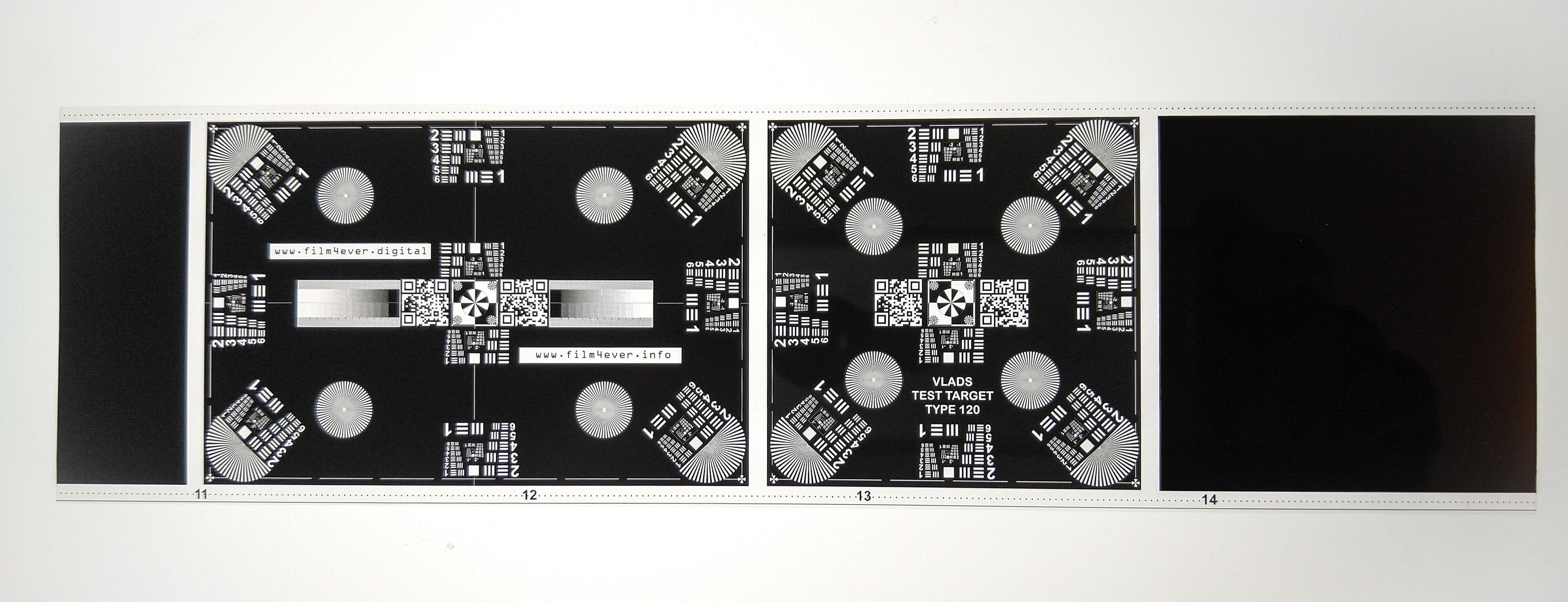 Vlad's Test Targets close-up on a white background.