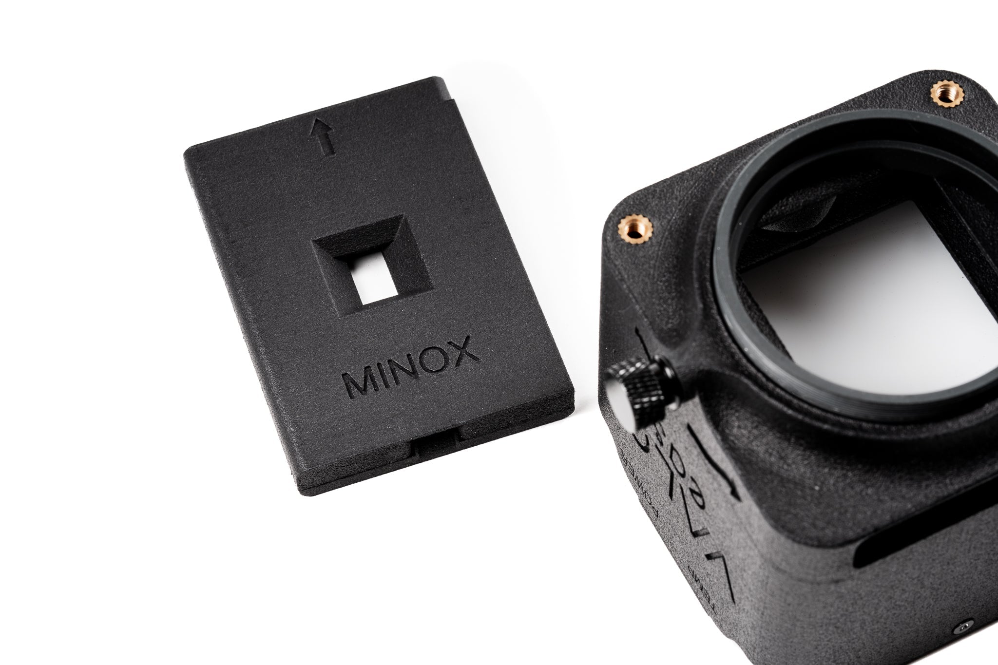 Valoi Minox Holder with a body on a white background.