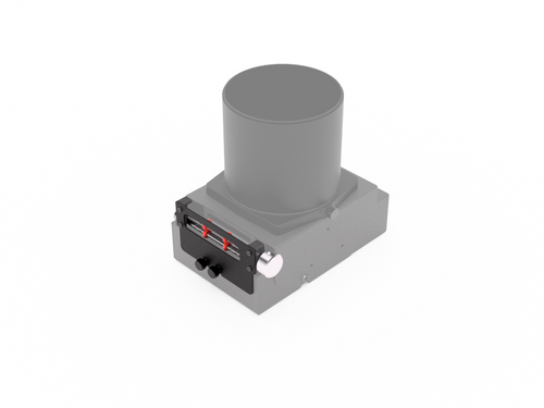 easy120 Advancer Attachment mit Gehäuse und Abstandsring auf weißem Hintergrund.