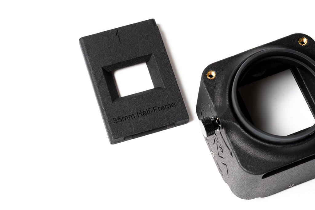 Easy35 Half Frame holder with a body on a white background.