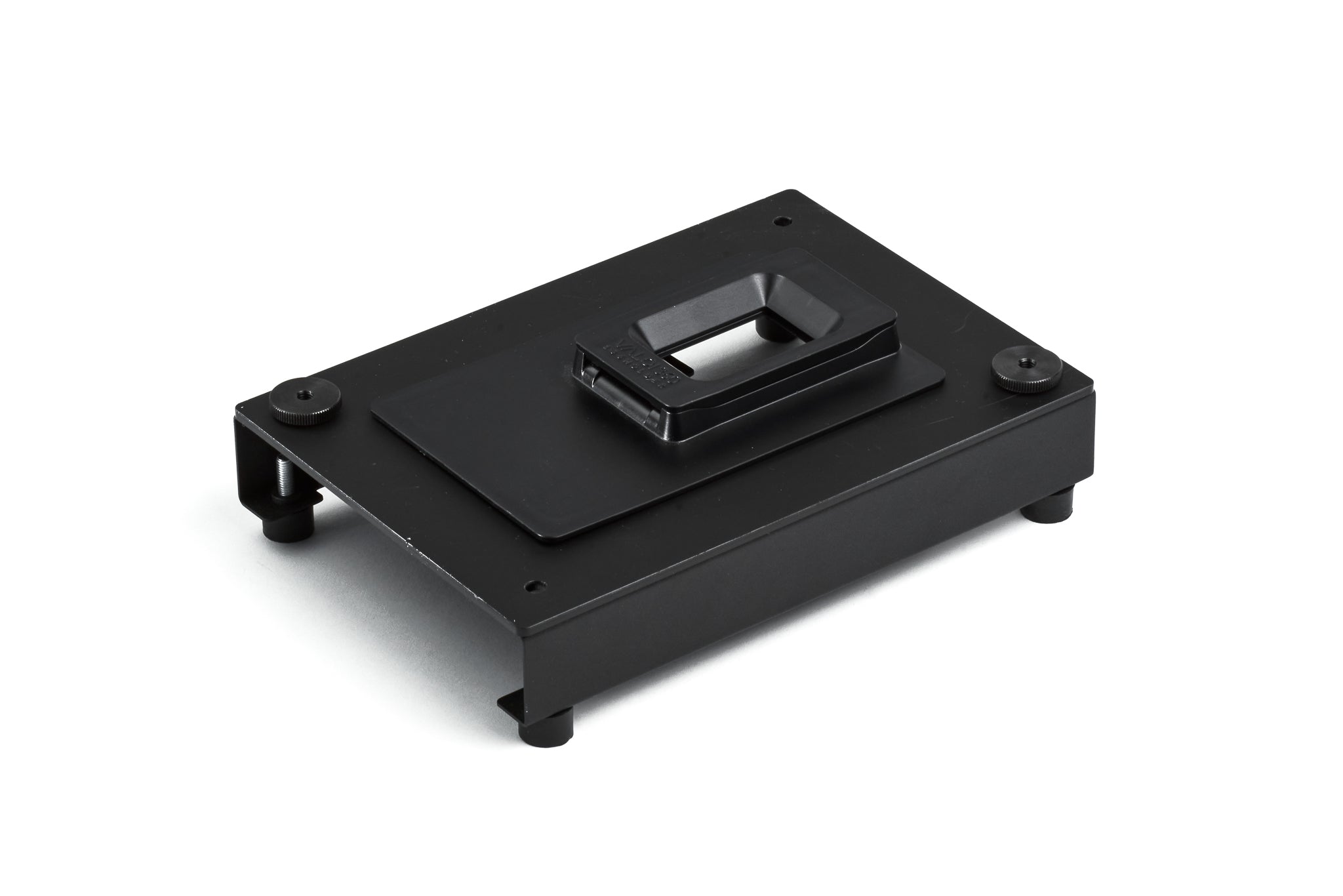 Holder Plate attached to an adapter on a white background.